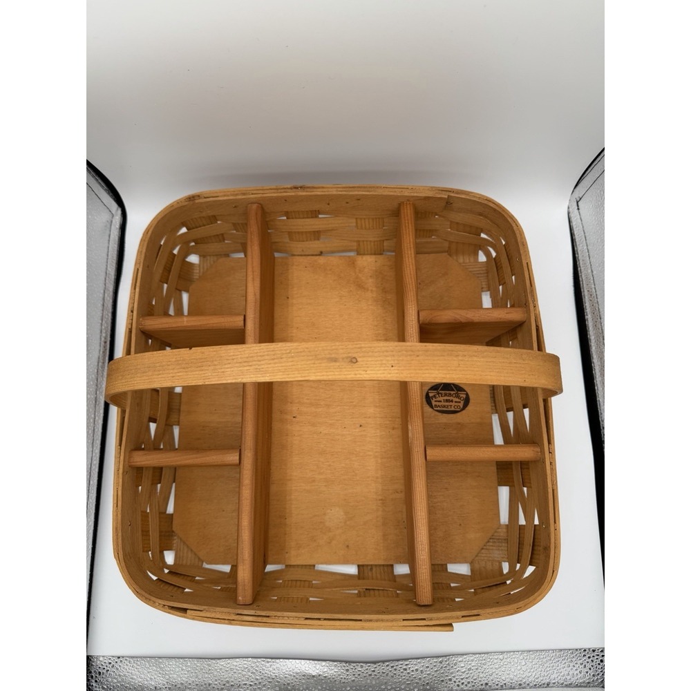 Peterboro Since 1854 Basket Co. Large Handle And 7 Dividers - Picture 5 of 6